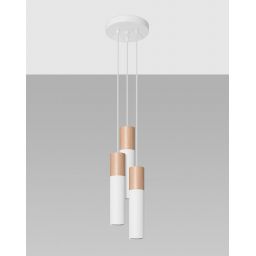 Sollux Lighting Pablo lampa wisząca 3x40W biały/drewno naturalne SL.1013