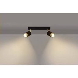 Sollux Lighting Nero 2 lampa podsufitowa 2x40W czarna/złota SL.1070