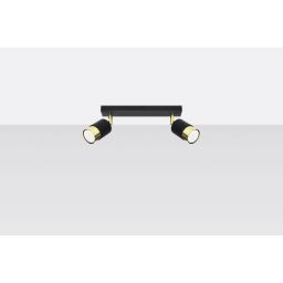 Sollux Lighting Nero 2 lampa podsufitowa 2x40W czarna/złota SL.1070