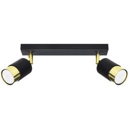 Sollux Lighting Nero 2 lampa podsufitowa 2x40W czarna/złota SL.1070