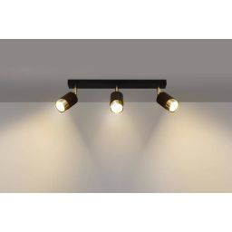 Sollux Lighting Nero 3 lampa podsufitowa 3x40W czarna/złota SL.1071