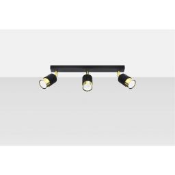 Sollux Lighting Nero 3 lampa podsufitowa 3x40W czarna/złota SL.1071