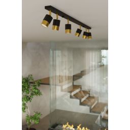 Sollux Lighting Nero 6 lampa podsufitowa 6x40W czarna/złota SL.1073