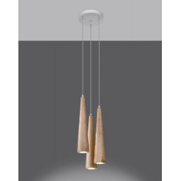 Sollux Lighting Sula lampa wisząca 3x40W biała/drewno SL.1101