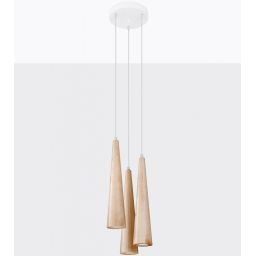 Sollux Lighting Sula lampa wisząca 3x40W biała/drewno SL.1101
