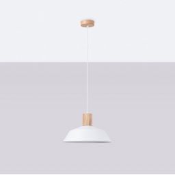 Sollux Lighting Fano lampa wisząca 1x15 W biała-drewno SL.1321
