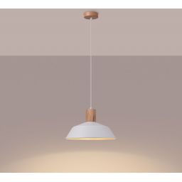 Sollux Lighting Fano lampa wisząca 1x15 W biała-drewno SL.1321