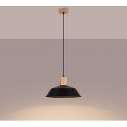 Sollux Lighting Fano lampa wisząca 1x15 W czarna-drewno SL.1322