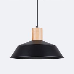 Sollux Lighting Fano lampa wisząca 1x15 W czarna-drewno SL.1322