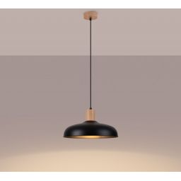 Sollux Lighting Indy lampa wisząca 1x15 W czarna-drewno SL.1324