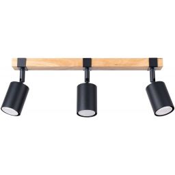 Sollux Lighting Fager lampa podsufitowa 3x10 W czarna-drewno SL.1345