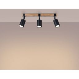 Sollux Lighting Fager lampa podsufitowa 3x10 W czarna-drewno SL.1345
