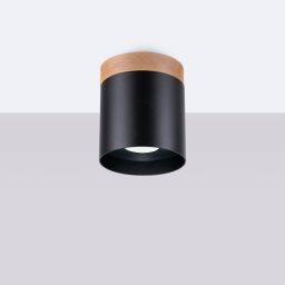 Sollux Lighting Rif lampa podsufitowa 1x10 W czarna-drewno SL.1349