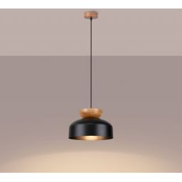 Sollux Lighting Marion lampa wisząca 1x15 W czarna-drewno SL.1351