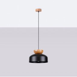 Sollux Lighting Marion lampa wisząca 1x15 W czarna-drewno SL.1351