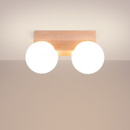 Sollux Lighting Bulbo lampa podsufitowa 2x8 W biała-drewno SL.1683