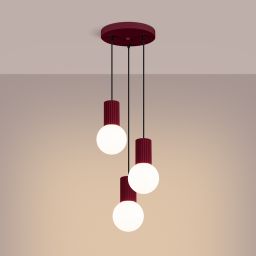 Sollux Lighting Halo lampa wisząca 3x8 W biała-burgund SL.1750