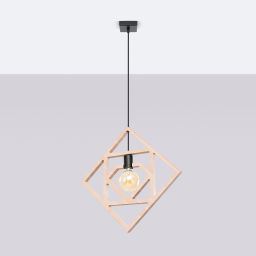 Sollux Lighting Caro lampa wisząca 1x15 W czarna-naturalne drewno SL.1757