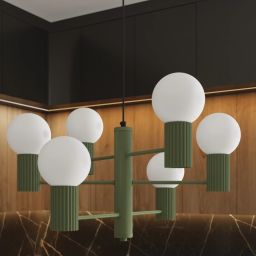 Sollux Lighting Halo lampa wisząca 6x8 W zielona oliwkowa SL.1832