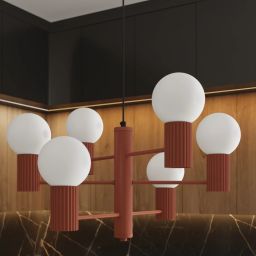 Sollux Lighting Halo lampa wisząca 6x8 W ochra czerwona SL.1833