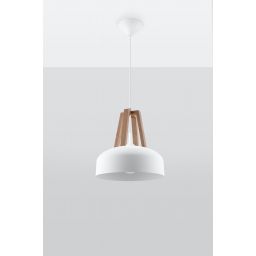 Sollux Lighting Casco lampa wisząca 1x60W biała/drewno SL.0388