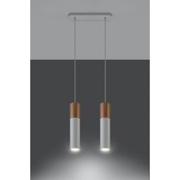 Sollux Lighting Pablo lampa wisząca 2x40W drewno/biała SL.0629