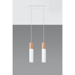 Sollux Lighting Pablo lampa wisząca 2x40W drewno/biała SL.0629