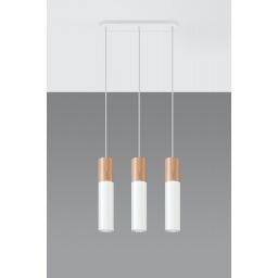 Sollux Lighting Pablo lampa wisząca 3x40W drewno/biała SL.0630