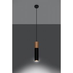 Sollux Lighting Pablo lampa wisząca 1x40W drewno/czarna SL.0632