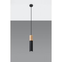 Sollux Lighting Pablo lampa wisząca 1x40W drewno/czarna SL.0632