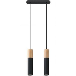 Sollux Lighting Pablo lampa wisząca 2x40W drewno/czarna SL.0633