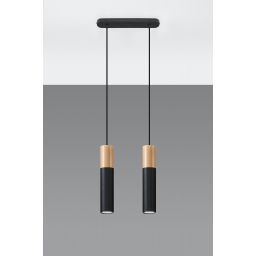 Sollux Lighting Pablo lampa wisząca 2x40W drewno/czarna SL.0633