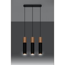 Sollux Lighting Pablo lampa wisząca 3x40W drewno/czarna SL.0634