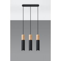 Sollux Lighting Pablo lampa wisząca 3x40W drewno/czarna SL.0634