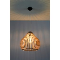 Sollux Lighting Aprilla lampa wisząca 1x60W czarny/drewno SL.0639
