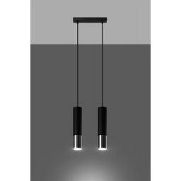 Sollux Lighting Loopez lampa wisząca 2x40W czarna/chrom SL.0941