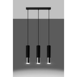 Sollux Lighting Loopez lampa wisząca 3x40W czarna/chrom SL.0942
