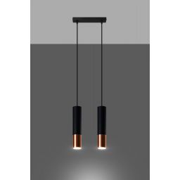 Sollux Lighting Loopez lampa wisząca 2x40W czarna/miedź SL.0947