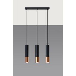 Sollux Lighting Loopez lampa wisząca 3x40W czarna/miedź SL.0948