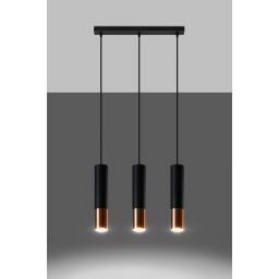 Sollux Lighting Loopez lampa wisząca 3x40W czarna/miedź SL.0948