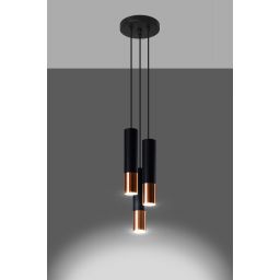 Sollux Lighting Loopez lampa wisząca 3x40W czarna/miedź SL.0949