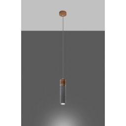 Sollux Lighting Zane lampa wisząca 1x40W szary/drewno naturalne SL.0965