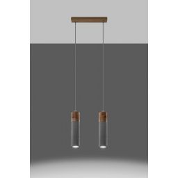 Sollux Lighting Zane lampa wisząca 2x40W szary/drewno naturalne SL.0966