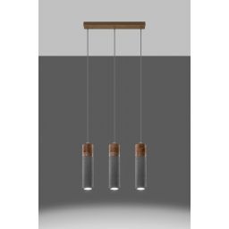 Sollux Lighting Zane lampa wisząca 3x40W szary/drewno naturalne SL.0967