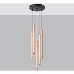 Sollux Lighting Pastelo lampa wisząca 5x8 W czarna-drewno SL.1270