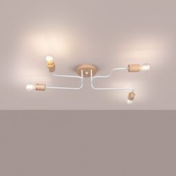 Sollux Lighting Timbo lampa podsufitowa 4x15 W biała-drewno SL.1665