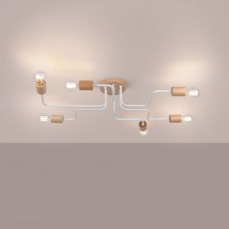Sollux Lighting Timbo lampa podsufitowa 6x15 W biała-drewno SL.1666