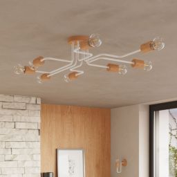 Sollux Lighting Timbo lampa podsufitowa 8x15 W biała-drewno SL.1667