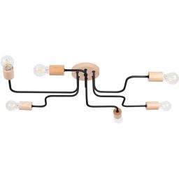 Sollux Lighting Timbo lampa podsufitowa 6x15 W czarna/drewno SL.1670