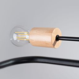 Sollux Lighting Timbo lampa podsufitowa 8x15 W czarna-drewno SL.1671